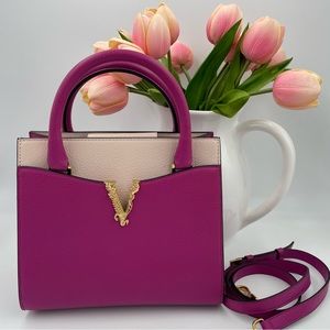 NEW Versace Virtus Grained Leather Top Handle Bag